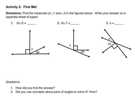 Find the measures of ∠1 and ∠2 in the figures below. Write your answer ...