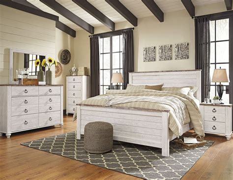 Willowton Whitewash Panel Bedroom Set from Ashley | Coleman Furniture