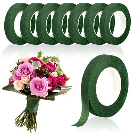 8 Rolls Floral Tape, 1/2" Wide Flower Tape, Dark Green Floral Tape for ...