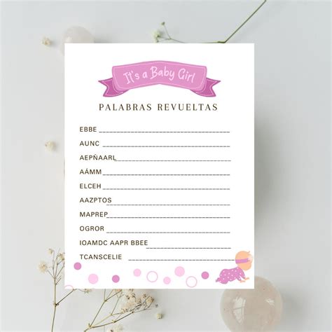 Spanish Baby Shower Game - Word Scramble - Juego De Palabras Para Baby ...
