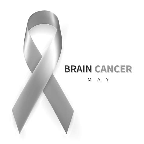 Brain Cancer Awareness Month. Realistic Grey ribbon symbol. Medical ...