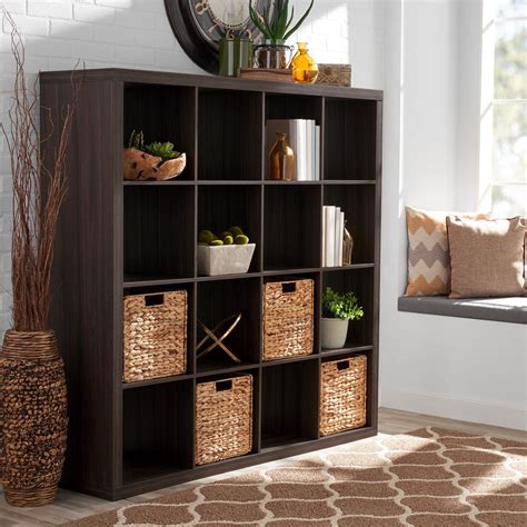 Better homes gardens 16 cube storage organizer tobacco oak walmart com ...