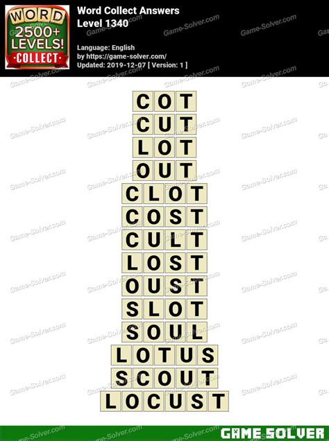 Word Collect Level 1340 Answers • Game Solver
