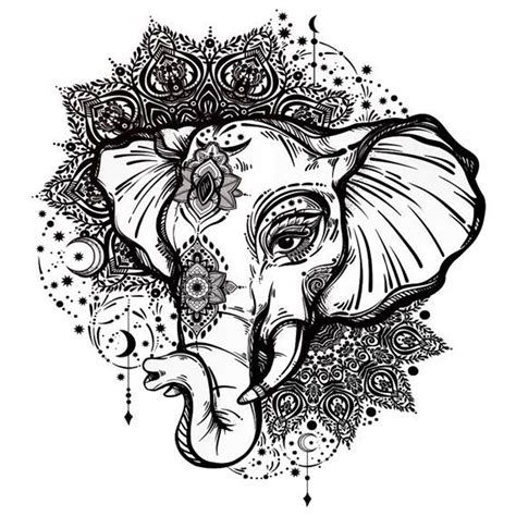 elephant drawing mandala