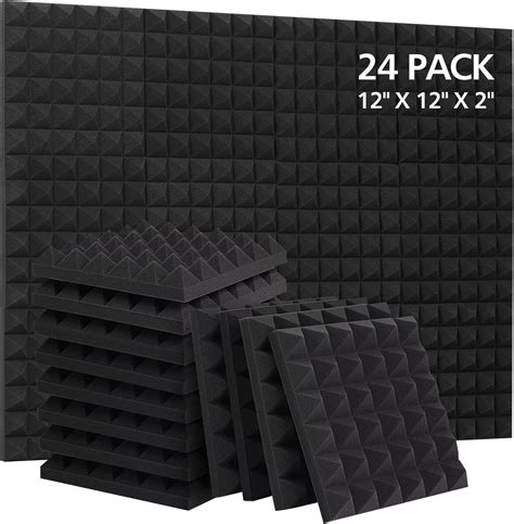 24 Pack Auslet Acoustic Panels, 12 x 12 x 2 Inches Acoustic Foam Panels ...