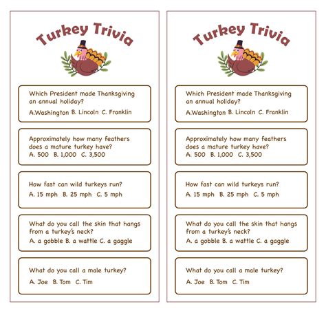 Trivia Questions Thanksgiving - 12 Free PDF Printables | Printablee