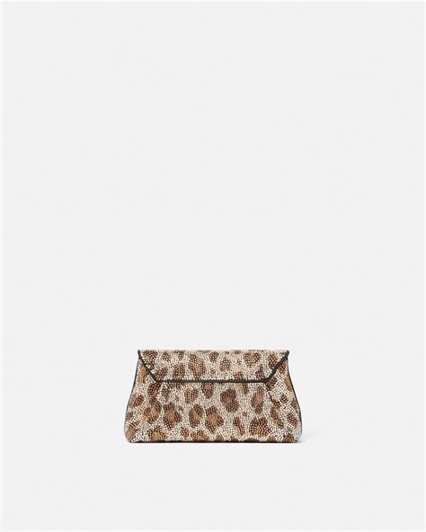 Leopard Gianni Ribbon 크리스탈 클러치 블랙,골드 | VERSACE KR