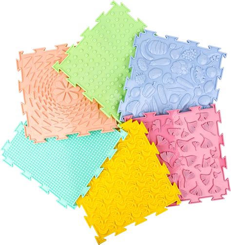6pcs Sensory Floor Mats, Colorful Massage Sensory Mats Funny Rainbow ...