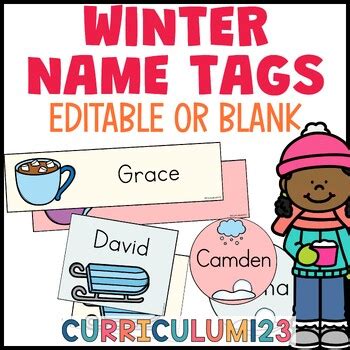 Editable Winter Name Tag Template | Student Desk Name Plates by ...