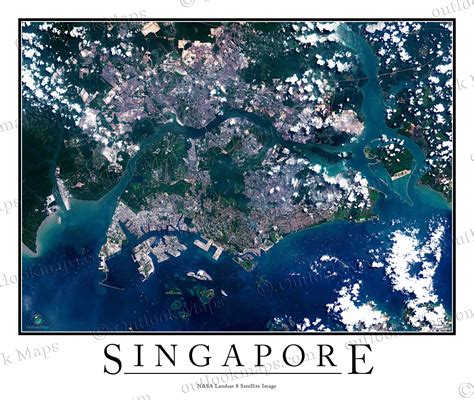 Singapore Satellite Map Print | Aerial Image Poster
