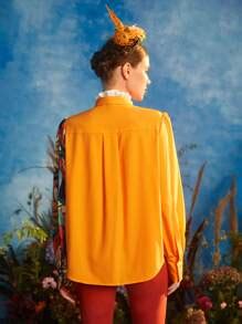 Frida Kahlo X SHEIN X Designer Close Ties Tie Neck Floral Print Bishop ...