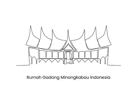 Continuous one line drawing rumah gadang minangkabau indonesia ...