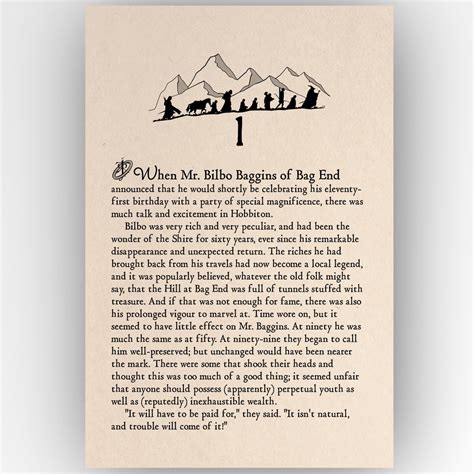 Lord of the Rings Book Page Art Print - Etsy