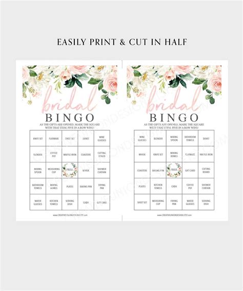 Printable Bridal Shower Bingo Game Template - Worksheets Library