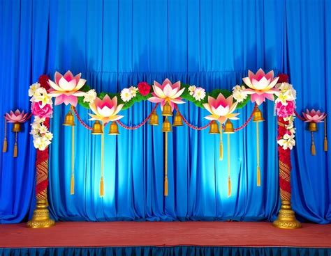 Indian wedding stage adorned with exquisite flower decorations ...
