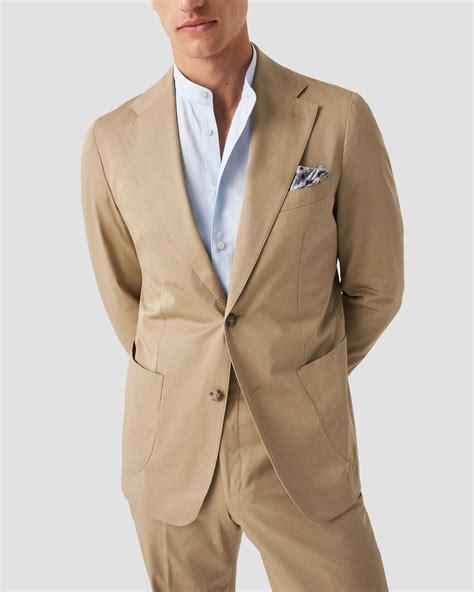 Light blue Solid Twill Band Collar Shirt - Eton