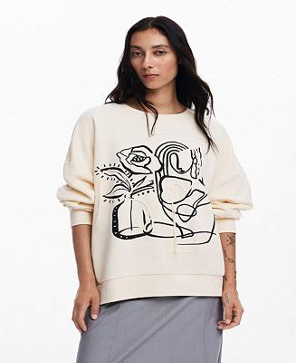 Felpa Donna Desigual JERS_bruma - Girocollo, Maniche Lunghe, Tinta Unita