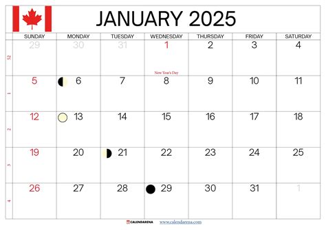 January 2025 Calendar Canada