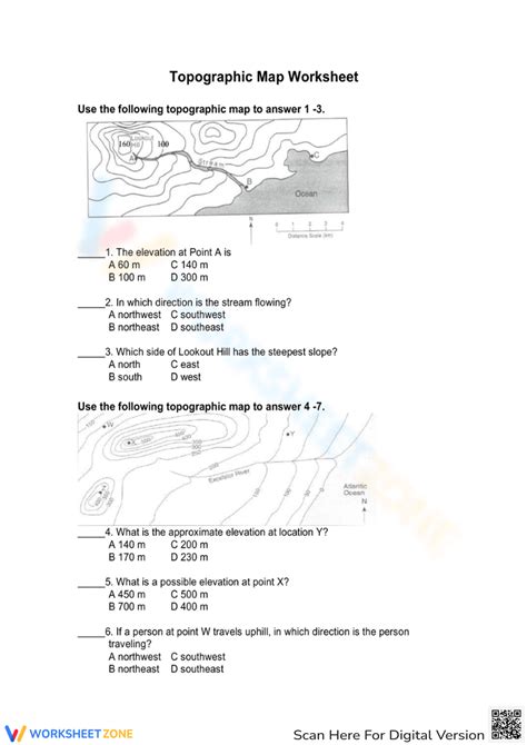 Topographic Map Worksheet 的图像结果