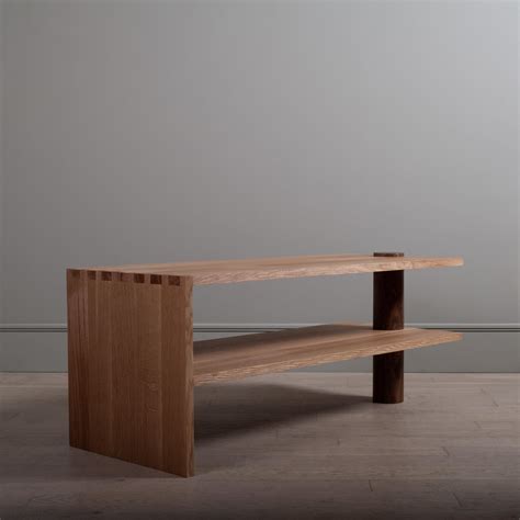 Mighty Architectural Oak and Walnut Low Console Table For Sale at 1stDibs