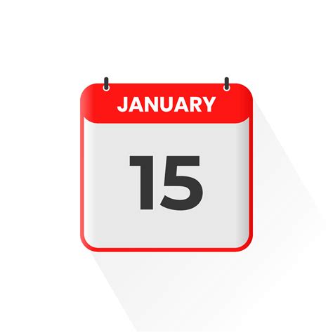 15th January calendar icon. January 15 calendar Date Month icon vector ...