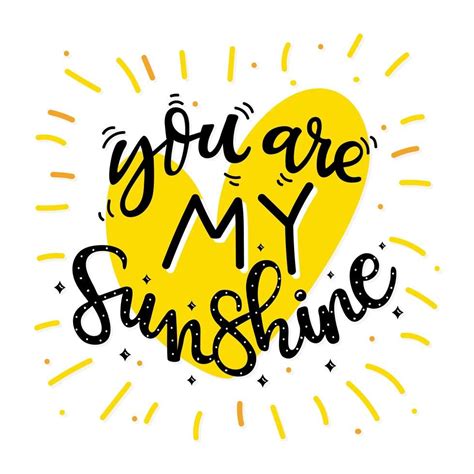 You are My Sunshine Black Yellow Typography Vector | Vector quotes ...