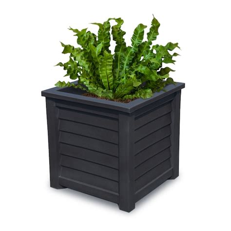 Mayne Square 20-in W Large Black Resin Indoor/Outdoor Planter With ...