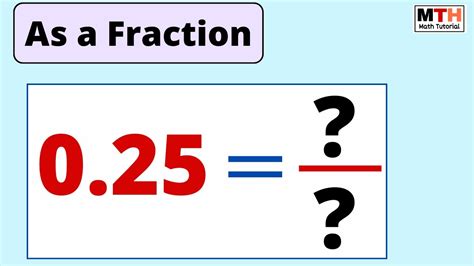0.25 as a fraction (simplified form) - YouTube