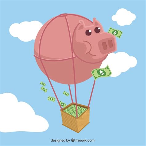 Heißluftballon mit einem Sparschwein | Kostenlose Vektor