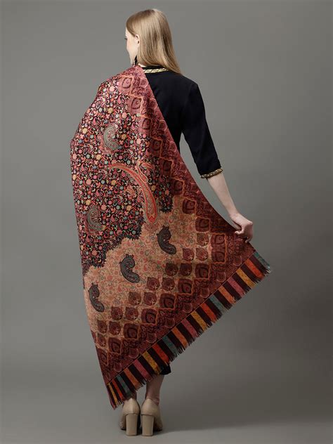 Women's Acro Wool Blend Digital Print Design Woven Shawl – Weavers Villa