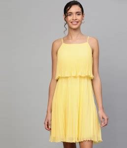 SASSAFRAS Women Skater Yellow Dress - Buy SASSAFRAS Women Skater Yellow ...