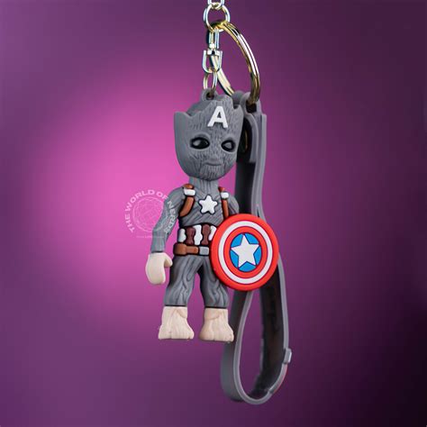 GROOT AS CAPTAIN AMERICA KEYCHAIN – The World Of Nerds