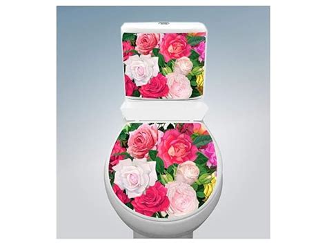 DivineDesigns™ Colorful Roses Flower Printed Toilet Seat Sticker for ...
