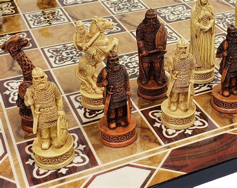 Buy Antique Ivory & Brown Norse Viking Chess Set with 17" Burlwood ...