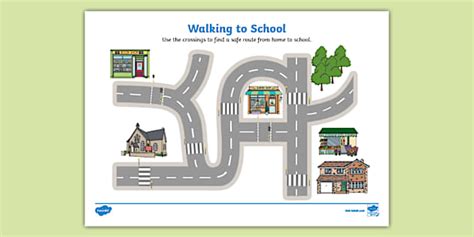 Let's all Walk to School Road Crossing Maze Activity