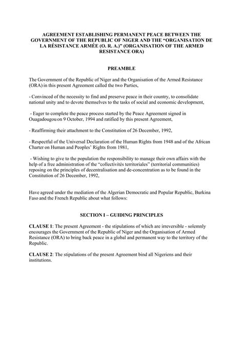 agreement establishing permanent peace between the government ...