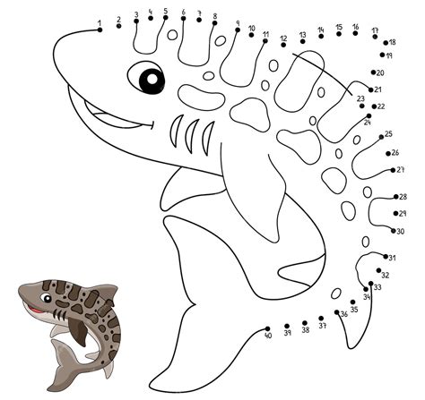 Dot to dot leopard shark animal coloring page | Premium Vector