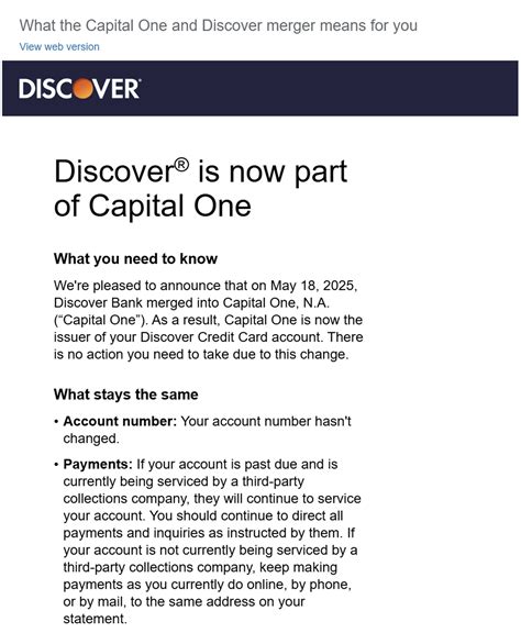 Discover's Email About Capital One Takeover - LoyaltyLobby