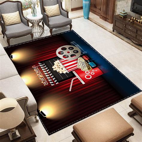 TEMLAN Movie Room Decoration Theater Logo Area Rug Home Theater ...