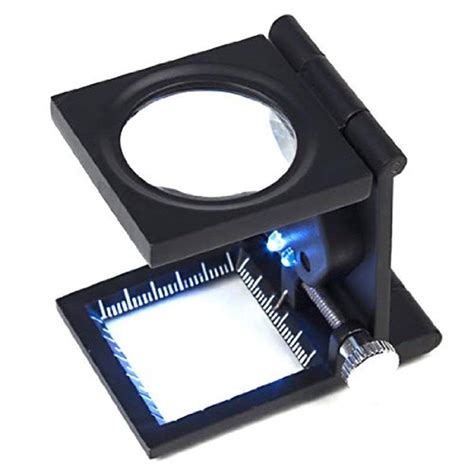 EzLife 10X Metal Folding Pocket LED with Scale Magnifying Glass ...