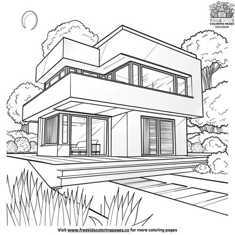 Modern House Coloring Pages
