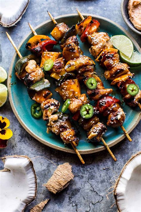 Hawaiian BBQ Skewers with Sriracha Lime Butter. - Half Baked Harvest