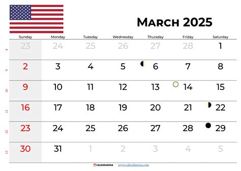 March 2025 Calendar With Holidays USA