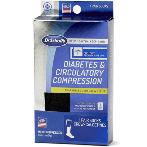 Dr. Scholl's Diabetic Compression Sock 8-15mmHg Bk L 1Pr