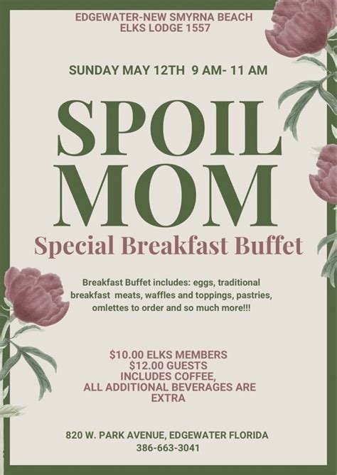 Mothers Day Breakfast Buffet and a special Elk’s Mother’s Day ritual ...
