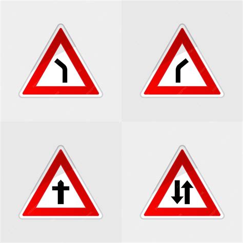 Premium Vector | Red triangle traffic signs eps vector