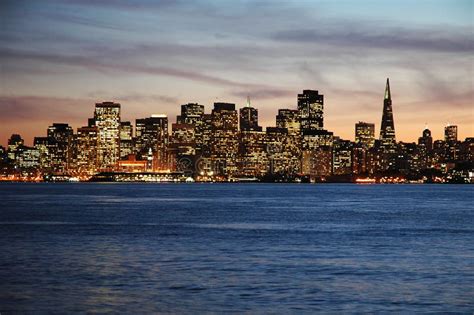 San Francisco at Sunset - Panorama Stock Photo - Image of city ...