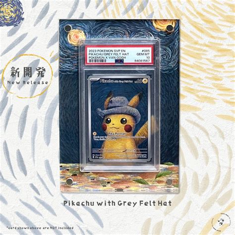 Pikachu With Grey Felt Hat Van Gogh Custom Pokémon Card Display Frame ...
