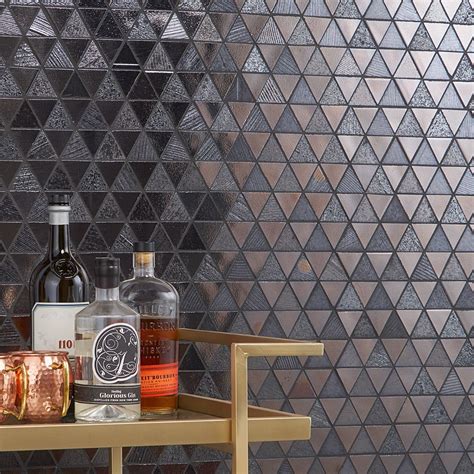 Magma iron triangles lava stone mosaic tile backsplash wall and floor ...