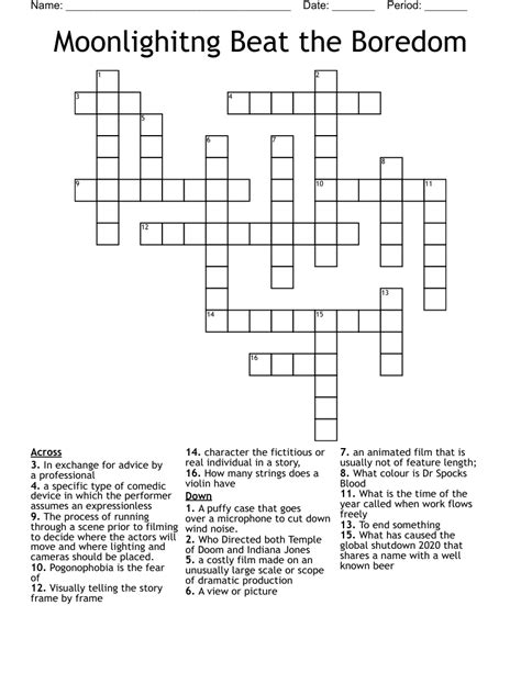 Moonlighitng Beat the Boredom Crossword - WordMint